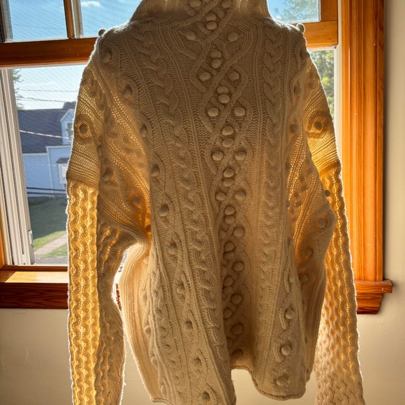Theory Mixed Cable Pullover in Felted-Wool Cashmere Ivory Size L - Picture 5 of 5